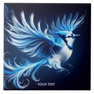 Azulejo Fantasy Cute Blue Flying Bird