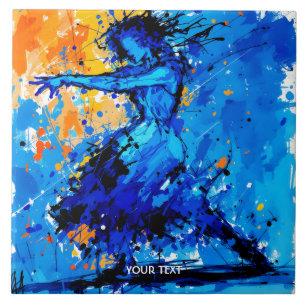 Azulejo Fantasy Cute Blue Naranja Bailarín