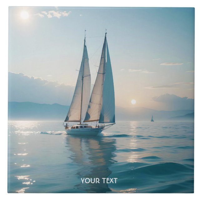 Azulejo Fantasy Cute Bote Sea Sun (Frente)