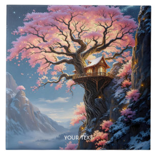 Azulejo Fantasy Cute Cherry Blossom Tree