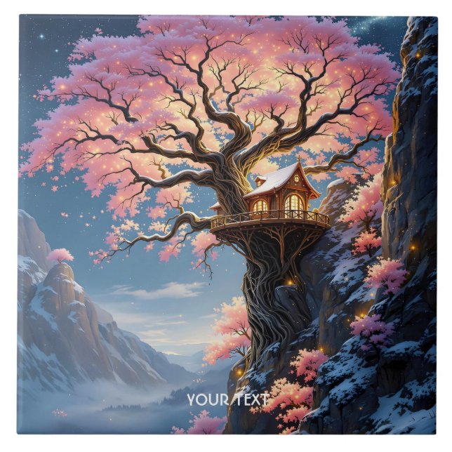Azulejo Fantasy Cute Cherry Blossom Tree (Frente)