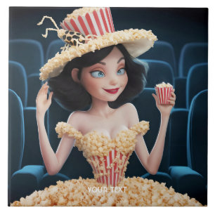 Azulejo Fantasy Cute Chica Cine Popcorn