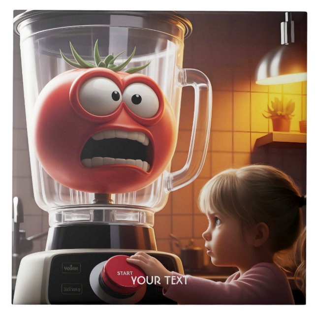 Azulejo Fantasy Cute Chica Tomato Blender (Frente)