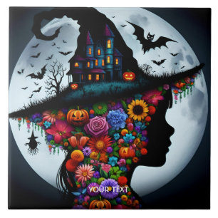 Azulejo Fantasy Cute Chica Witch Halloween