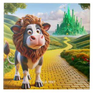Azulejo Fantasy Cute Cow Lion Road