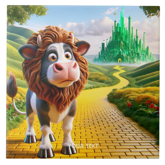 Azulejo Fantasy Cute Cow Lion Road (Frente)
