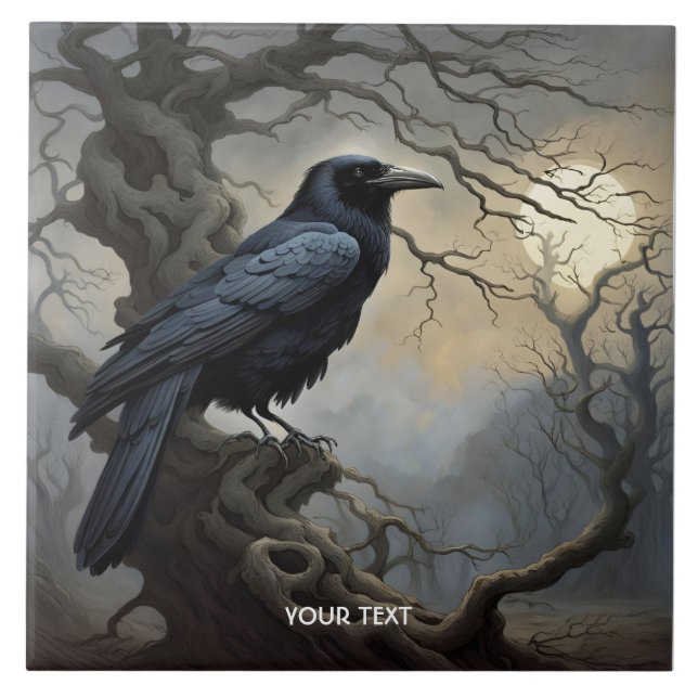 Azulejo Fantasy Cute Crow Tree Darkness (Frente)