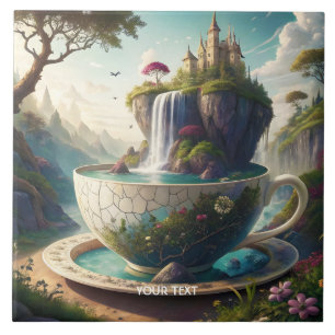 Azulejo Fantasy Cute Cup Castle Lake