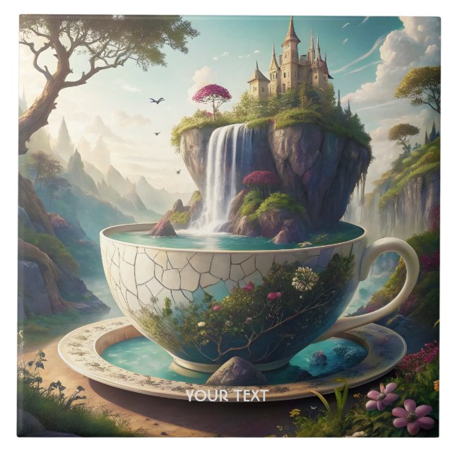 Azulejo Fantasy Cute Cup Castle Lake (Frente)