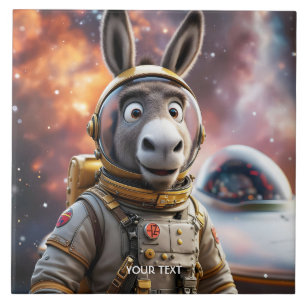 Azulejo Fantasy Cute Donkey Astronauta