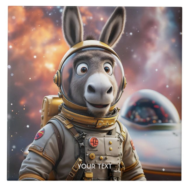 Azulejo Fantasy Cute Donkey Astronauta (Frente)