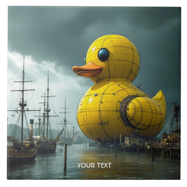 Azulejo Fantasy Cute Duck War Ship (Frente)