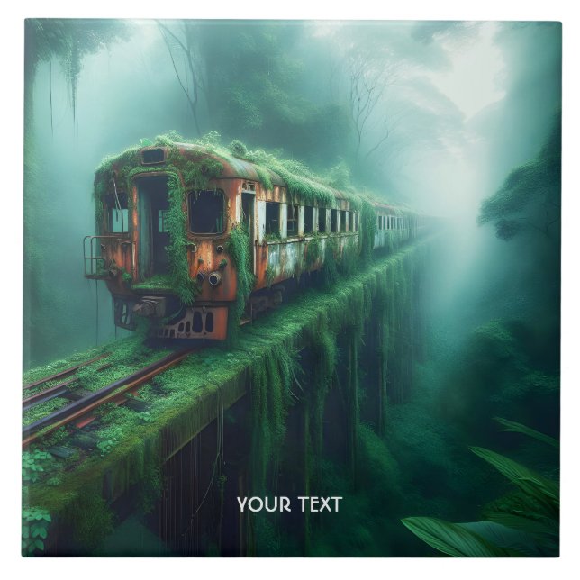 Azulejo Fantasy Cute el Viejo Tren Pasado (Frente)