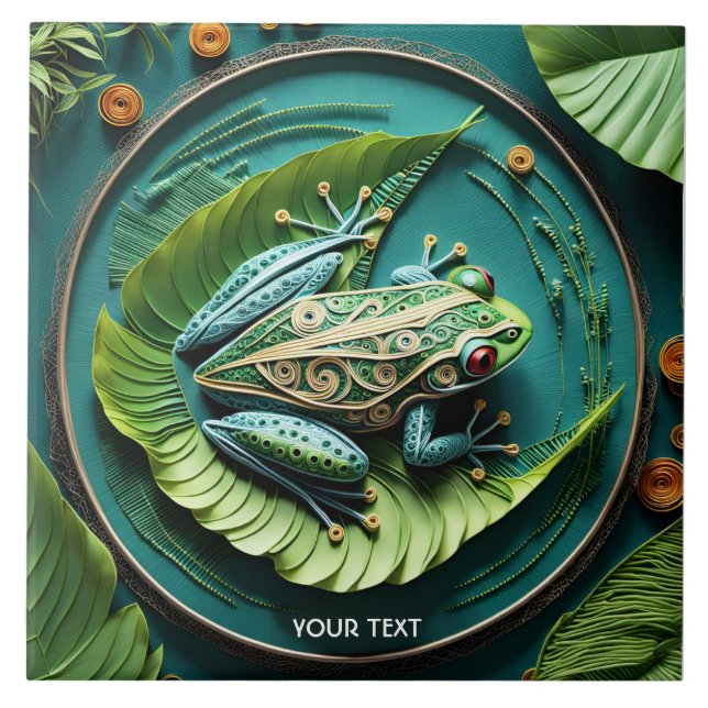 Azulejo Fantasy Cute Frog deja a Filigree (Frente)