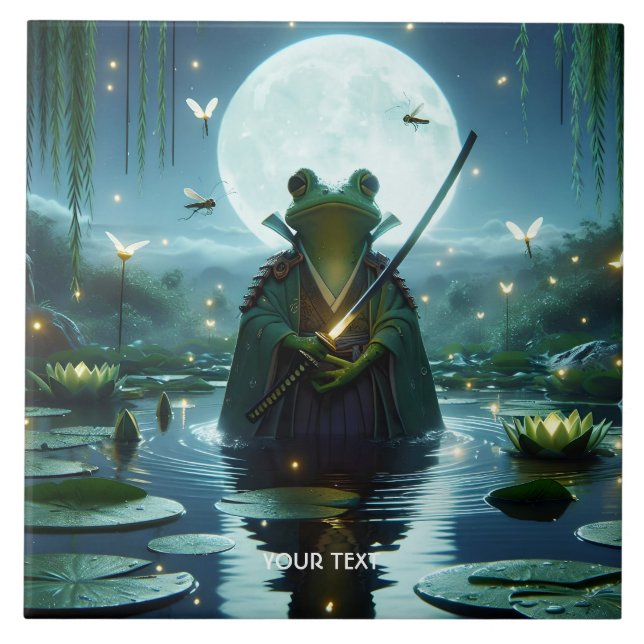 Azulejo Fantasy Cute Frog Samurai Katana (Frente)