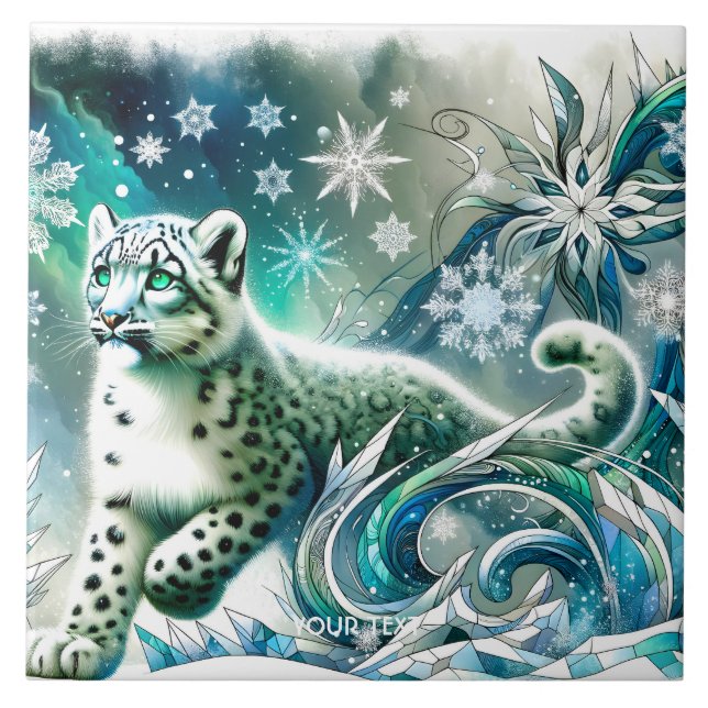 Azulejo Fantasy Cute Green Eyes Leopardo (Frente)