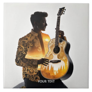Azulejo Fantasy Cute Guitar Man Sun