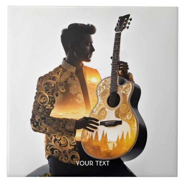 Azulejo Fantasy Cute Guitar Man Sun (Frente)