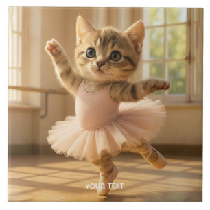 Azulejo Fantasy Cute Kitten Pequeña Ballerina