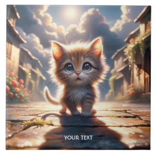Azulejo Fantasy Cute Kitten Road City