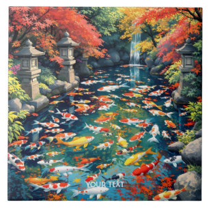 Azulejo Fantasy Cute Koi Fish Pond