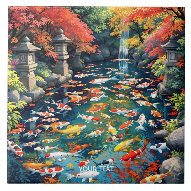 Azulejo Fantasy Cute Koi Fish Pond (Frente)