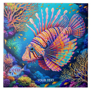 Azulejo Fantasy Cute Lionfish Coral Reef
