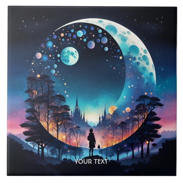Azulejo Fantasy Cute Moon Chica Stars (Frente)