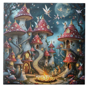 Azulejo Fantasy Cute Mushroom Forest Realm