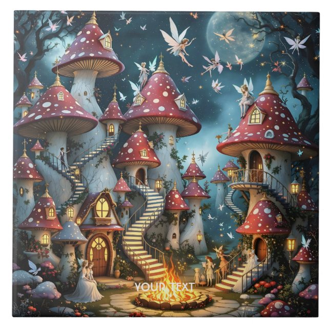 Azulejo Fantasy Cute Mushroom Forest Realm (Frente)