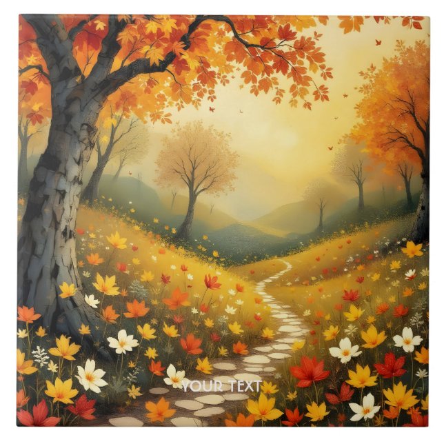 Azulejo Fantasy Cute Naranja Fall Forest (Frente)