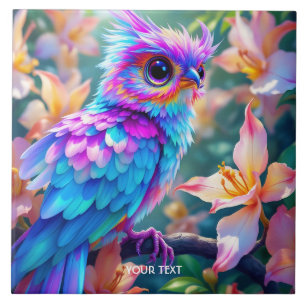 Azulejo Fantasy Cute Orquid Exotic Bird