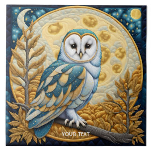 Azulejo Fantasy Cute Owl Moon Trees