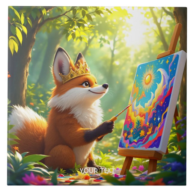 Azulejo Fantasy Cute Painting King Fox (Frente)