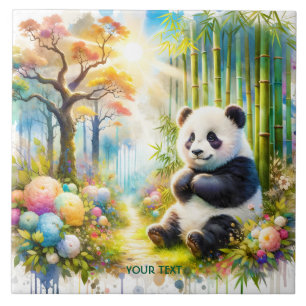 Azulejo Fantasy Cute Panda Bamboo Forest