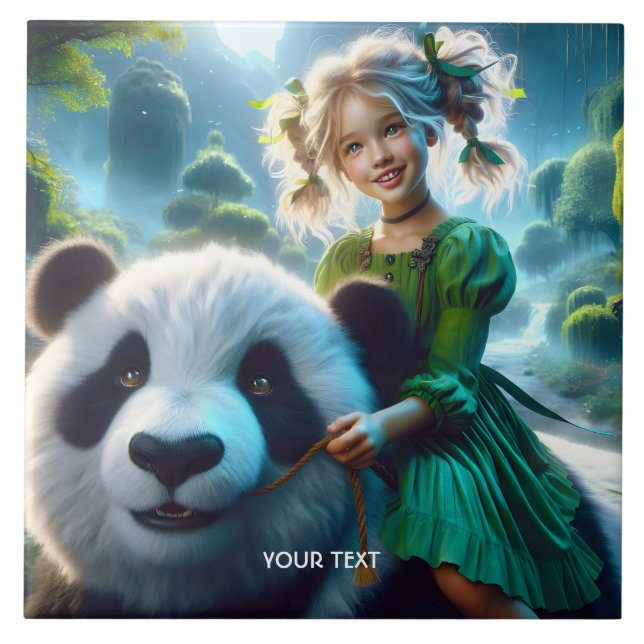 Azulejo Fantasy Cute Panda Chica Forest (Frente)