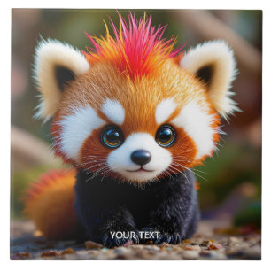 Azulejo Fantasy Cute Panda Red Hai
