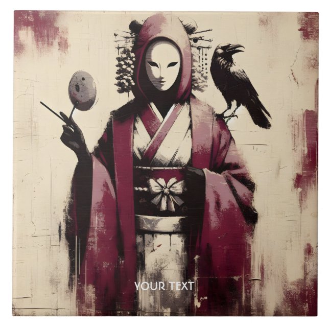 Azulejo Fantasy Cute Porcelain Mask Raven (Frente)