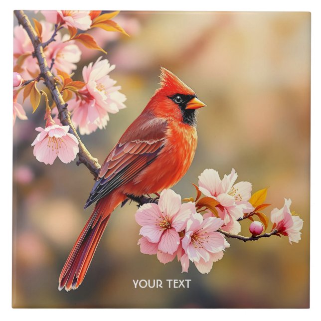 Azulejo Fantasy Cute Red Bird Cherry (Frente)