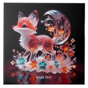 Azulejo Fantasy Cute Red Glass Fox
