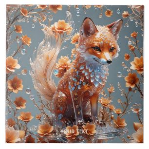 Azulejo Fantasy Cute Red Glass Fox