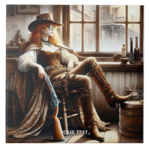 Azulejo Fantasy Cute Red Hair Cowgirl