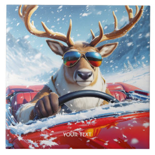 Azulejo Fantasy Cute Reindeer Car Winter