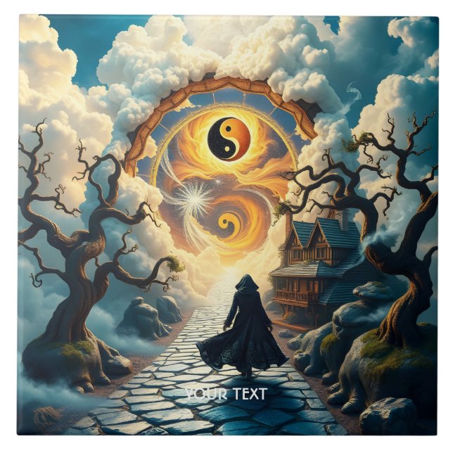 Azulejo Fantasy Cute Road Trees Man (Frente)