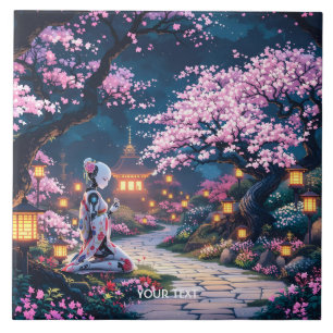 Azulejo Fantasy Cute Sakura Cyborg Chica