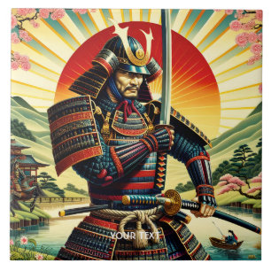 Azulejo Fantasy Cute Samurai Guerrero Katana