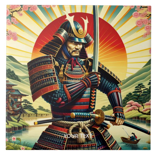 Azulejo Fantasy Cute Samurai Guerrero Katana (Frente)