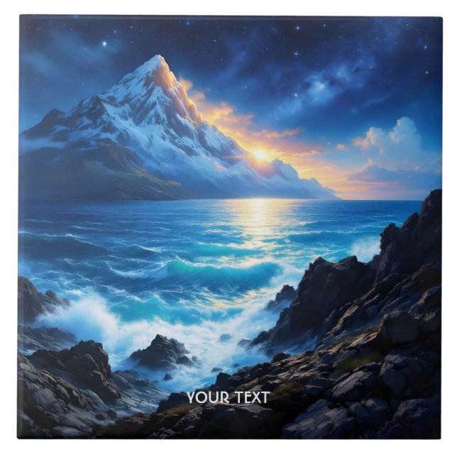 Azulejo Fantasy Cute Sea Rocks Sunset (Frente)
