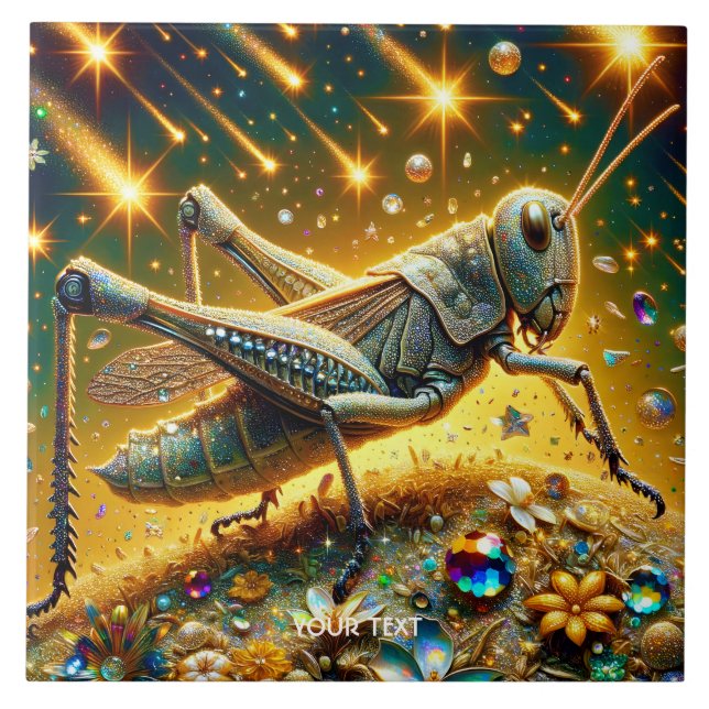 Azulejo Fantasy Cute Sequin Grasshopper Stars (Frente)