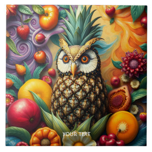 Azulejo Fantasy Cute Serene Pineapple Owl